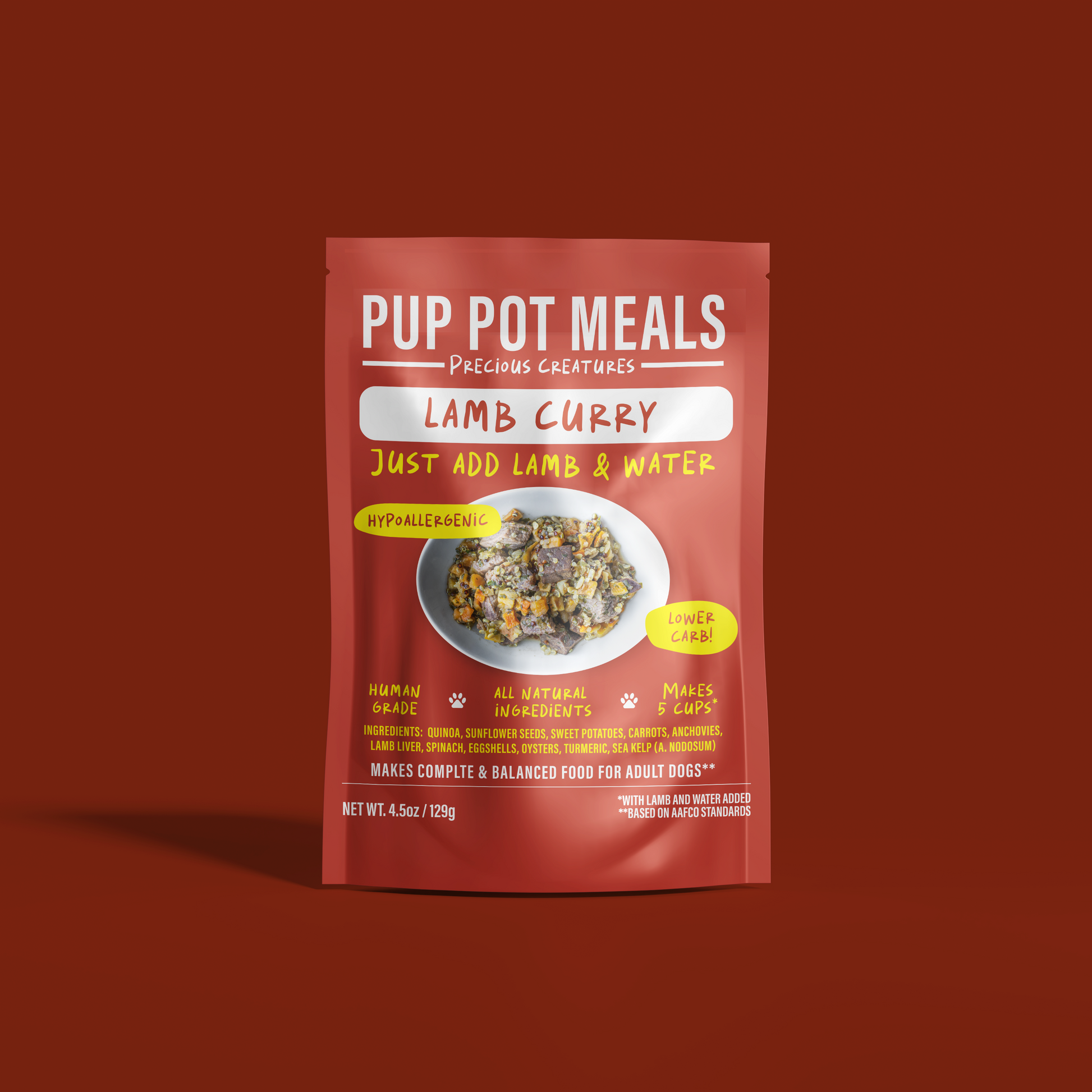 Precious Creatures Lamb Curry - natural home cooked dog food meal mix